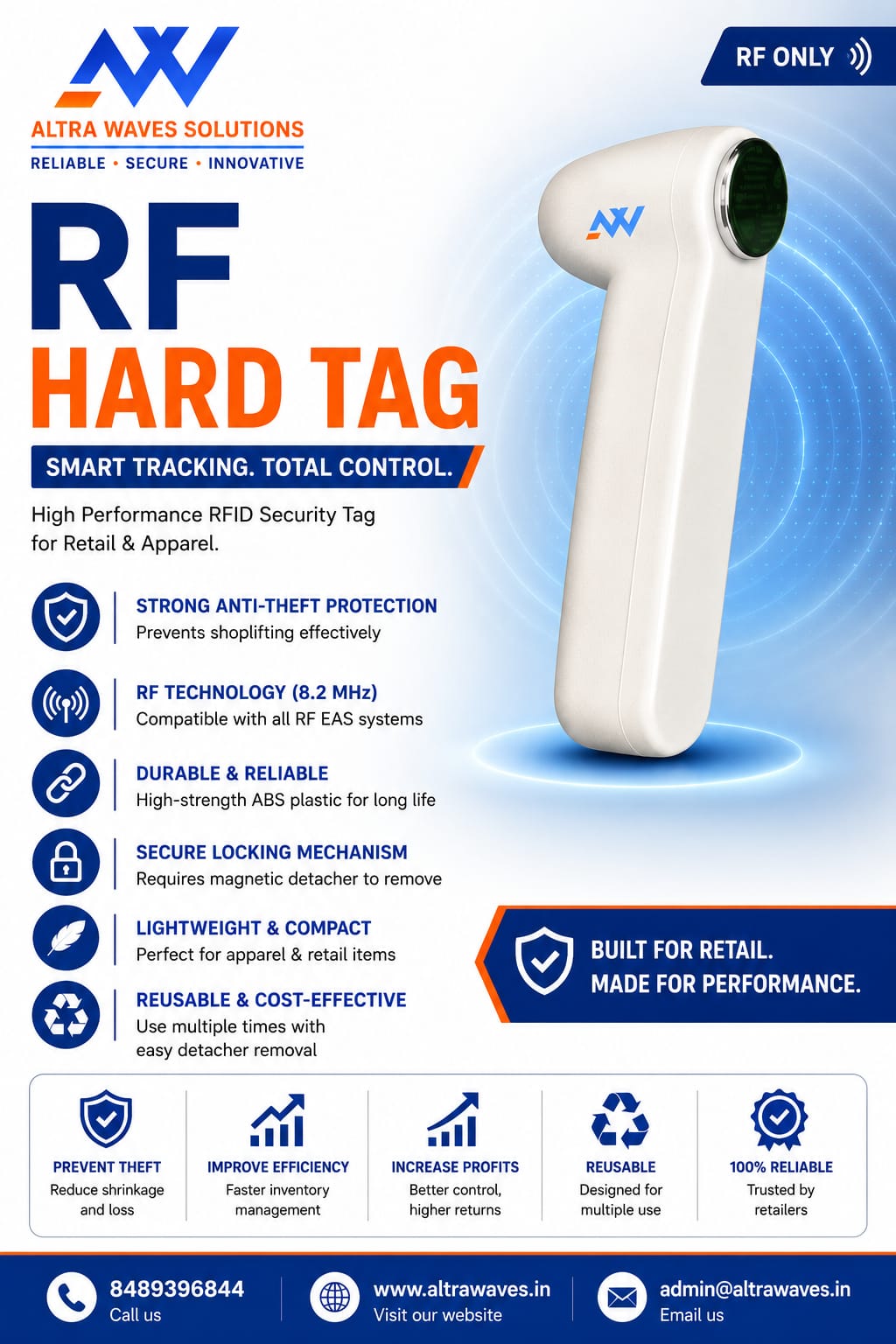 RF Hard Tag for retail anti-theft security system